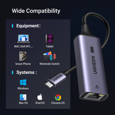 Adaptérová sieť Ethernet USB-C - RJ45 2.5G GRAY