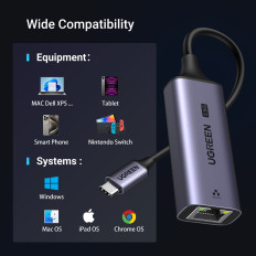 Adaptérová sieť Ethernet USB-C - RJ45 2.5G GRAY