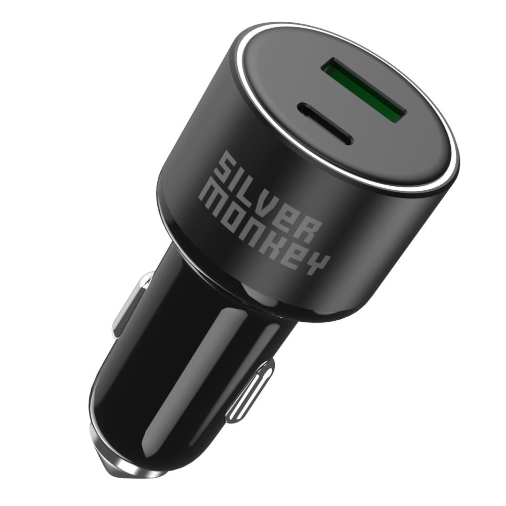 Carregador de carro 100W 1xUSB-C PD 1XUSB-A QC 3.0 Preto