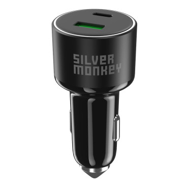 Carregador de carro 100W 1xUSB-C PD 1XUSB-A QC 3.0 Preto