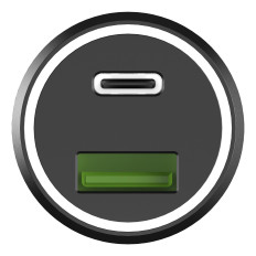 Caricabatteria da auto 1xUSB-C 1XUSB-A 45W PD QC Nero