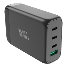 Síťová nabíječka GAN 130W s 3xUSB-C napájecím kabelem PD USB-A QC 3.0 černá