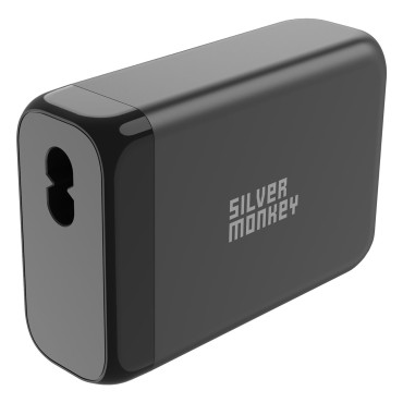 GAN 130W Tīkla lādētājs ar 3xusb-C barošanas kabeli PD USB-A QC 3.0 melns