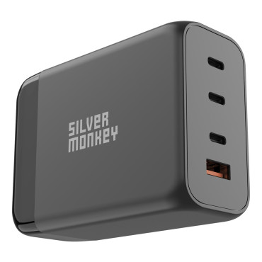 Spēcīgs Gan 200W Mains lādētājs ar 3xusb-C PD PD USB-A QC 3.0 Melns kabelis