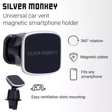 Punho de telefone magnético para um carro preto-quadriculado