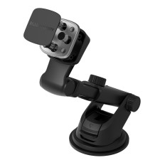Magnetiskt teleskopiskt telefonhandtag på glaset och cockpiten av bilen Svart