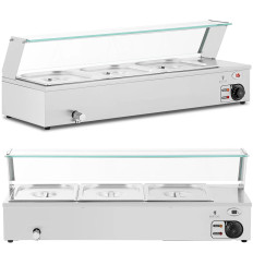 Bemar schotel verwarming buffet met 3 x GN Shield 1/2 2000 W