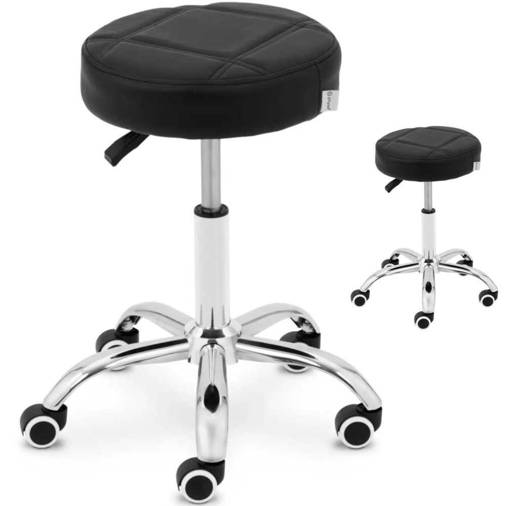 Banqueta cosmética de fezes em rodas até 120 kg Lecco - Preto