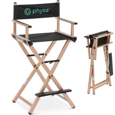 Make-up chair with folding footstool - pink gold