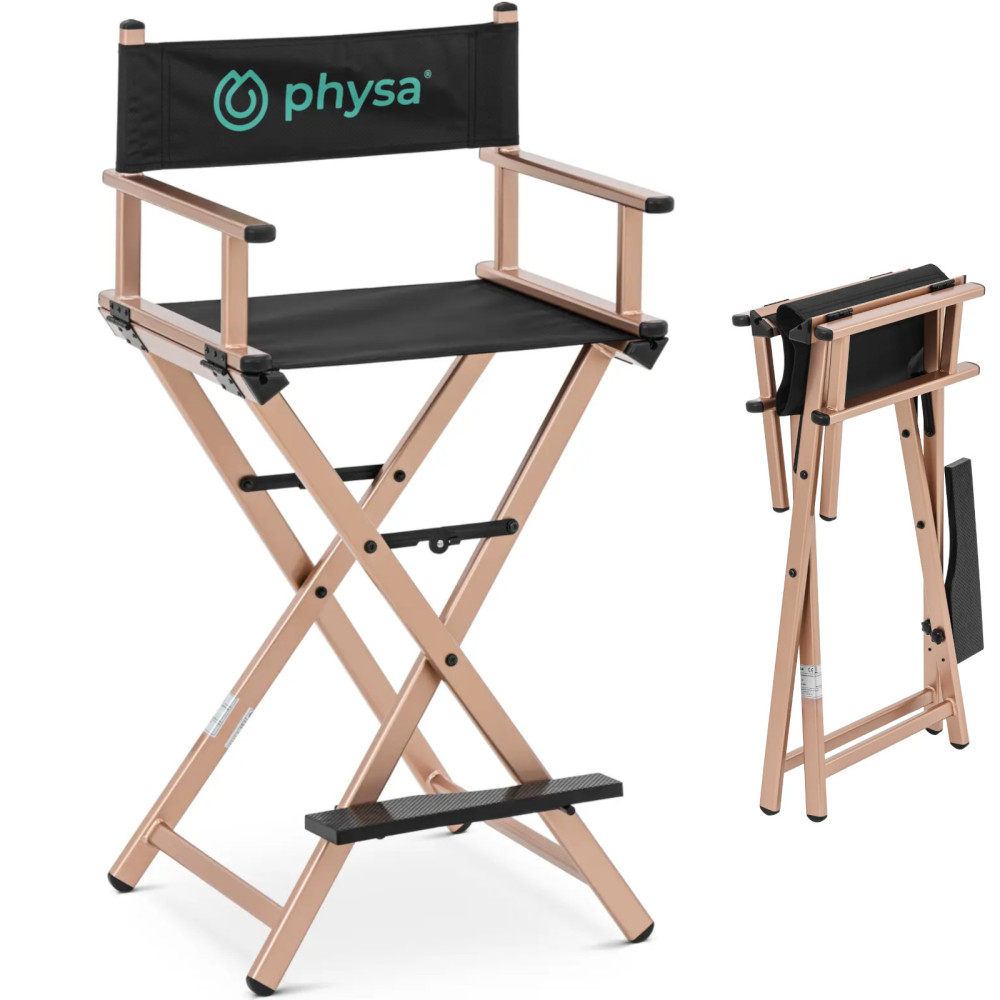 Chaise de maquillage avec repose-pieds pliant - or rose Chaise de maquillage avec repose-pieds pliant - or rose