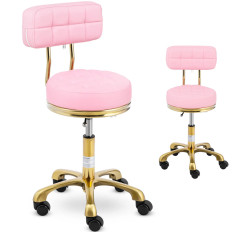 Cosmetic stool chair with backrests up to 150 kg Gela pink golden