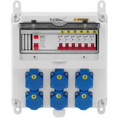 Električna stikala 6 x Schuko diferencialni tok odklopnik 6 x namestitev