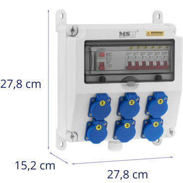 Električna stikala 6 x Schuko diferencialni tok odklopnik 6 x namestitev