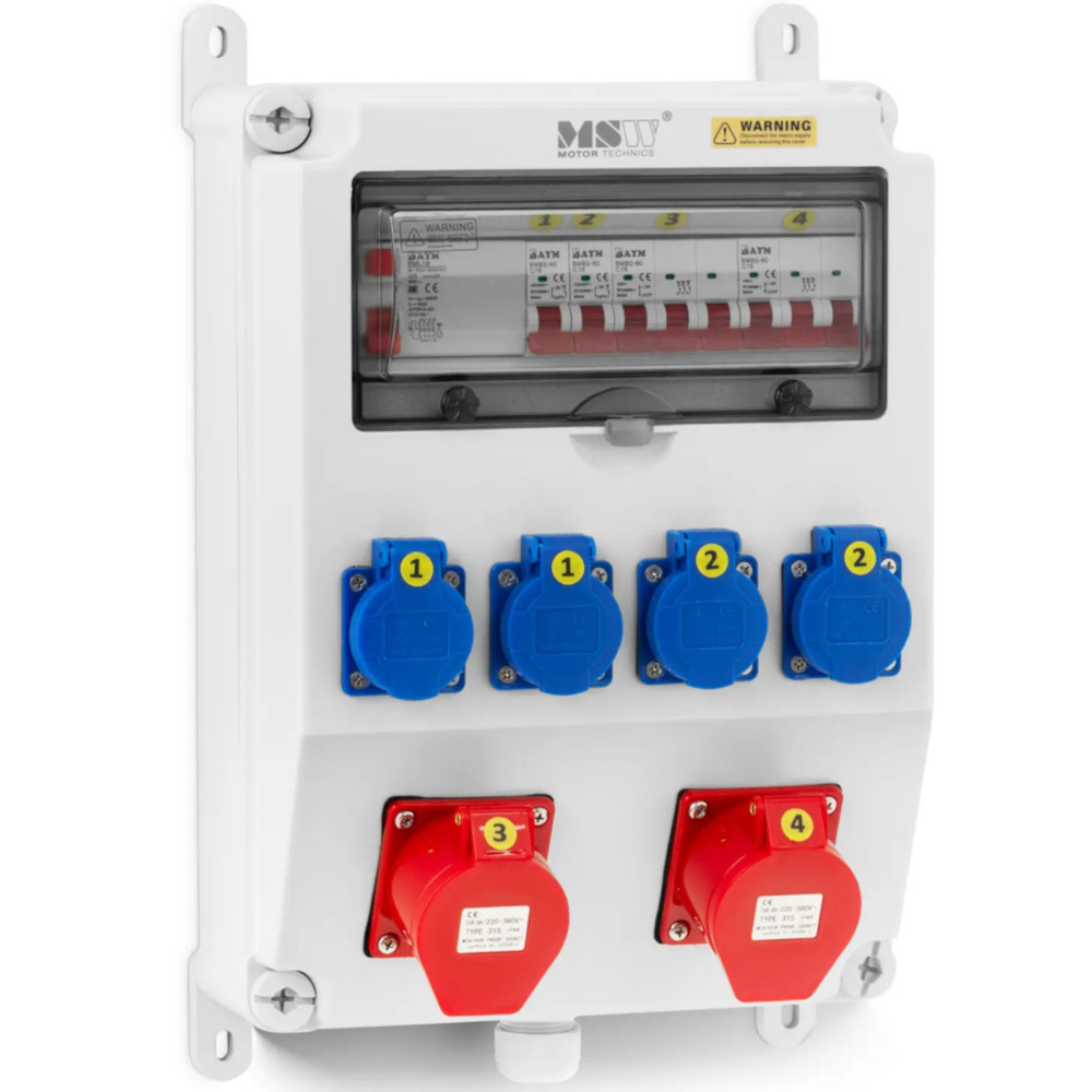 Interrupteur électrique 4 x Coupeur différentiel Schuko 4 x Installation