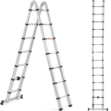 Teleszkópos létra Összecsukható alumínium 14 fok 0.88-2.13/4.4 méter