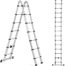 Τηλεσκοπική σκάλα πτυσσόμενη με αλουμίνιο 14 μοίρες 0.88-2.13/4.4 μέτρα