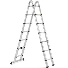 Teleskopska lestev Zložljiva z aluminijastimi 14 stopnjami 0.88-2.13/4.4 m