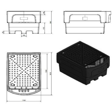 Base de banheira em cativeiro para 1 tanque IBC 1100L plástico PE CEMO 10950