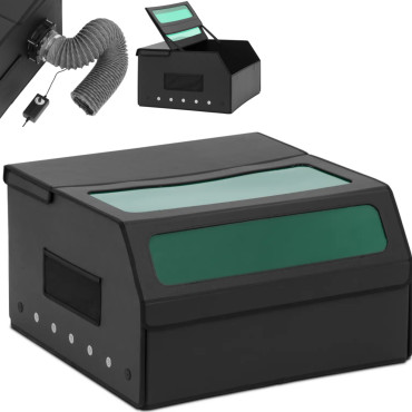 Protective cover for laser engraving with suction system