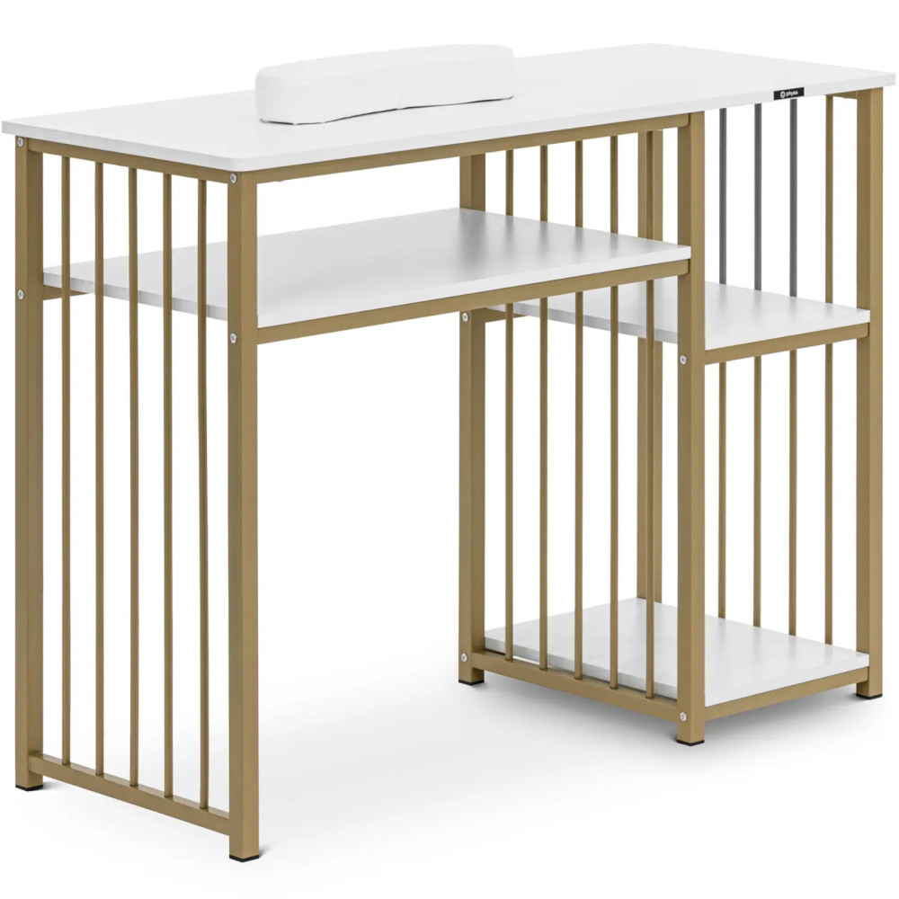 Cosmetic desk for manicure with support for palms 110 x 46 cm - white gold Cosmetic desk for manicure with support for palms 110 x 46 cm - white gold