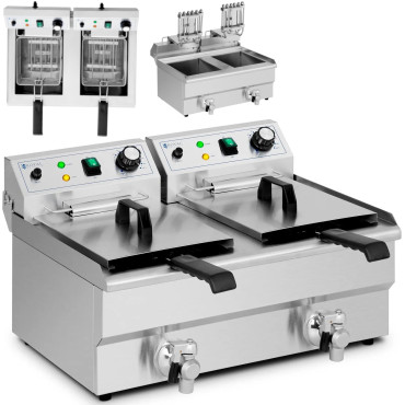 Fritadeira de câmara dupla de câmara de casal 2 x 11 l 6000 w