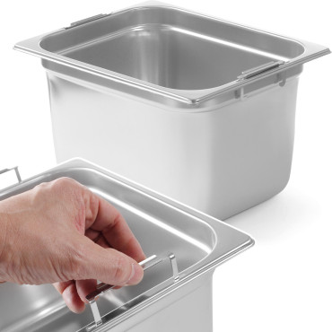 Recipiente GN com alças escondidas GN1 de aço inoxidável GN1 / 2 325x265mm High. 200mm - Hendi 803400