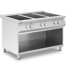 Vrijstaande inductiekeuken met een open basis van 6 branders 25,5 kW