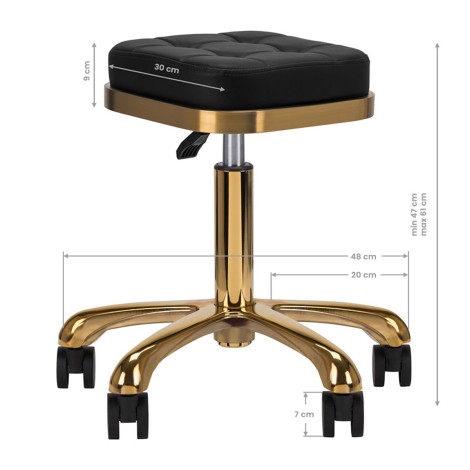 Sgabello Estetico M-1645 Nero Oro — vista frontale