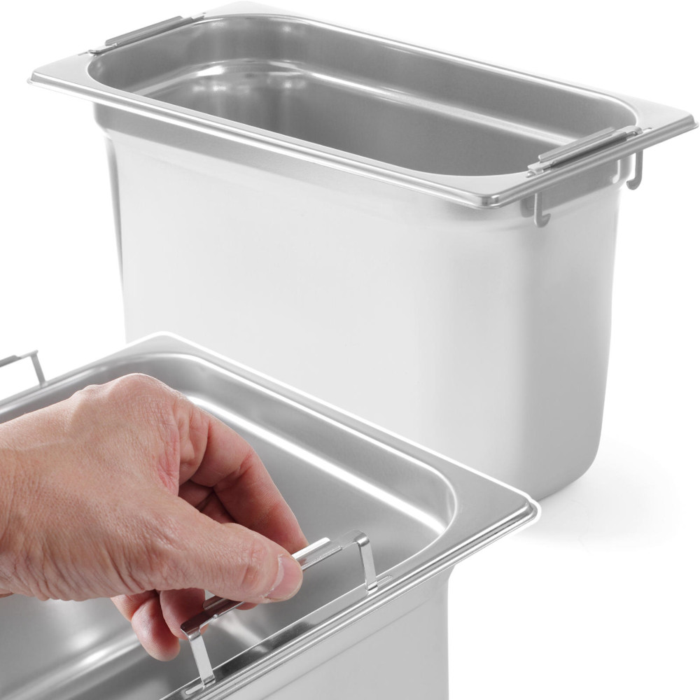 O recipiente GN com alças retráteis aço inoxidável GN1 / 3 325X176mm. 200mm - Hendi 803509