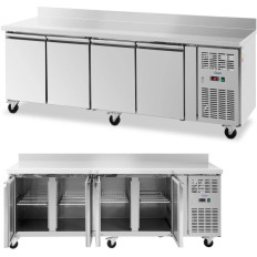 Koeltafel met rekken op wielen 4 kamers 550 L 223x70x95 cm