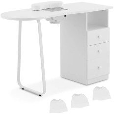Bureau cosmétique pour manucure avec absorbeur de poussière 120 x 45 cm - blanc