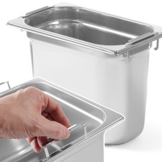Conteneur GN avec poignées rétractables en acier inoxydable GN1/4 265x162mm hauteur 200mm - Hendi 803608