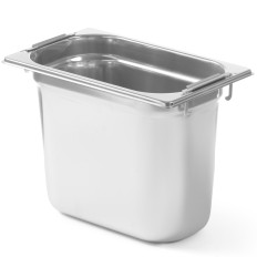 GN konteiners ar ievelkamiem rokturiem nerūsējošā tērauda GN1 / 4 265x162mm. 200 mm - Hendi 803608