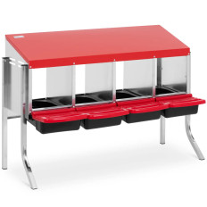 Presa per galline in piedi 4 camere in acciaio 113,5 x 52,5 x 78 cm