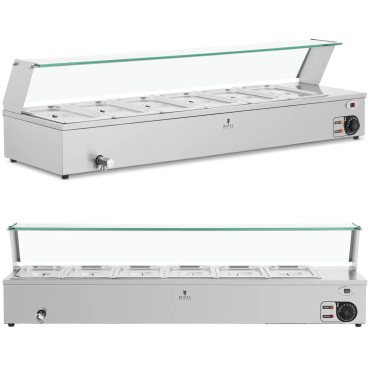 Bemar oppvarmer oppvarming buffet med skjold 6 x GN 1/3 2100 w