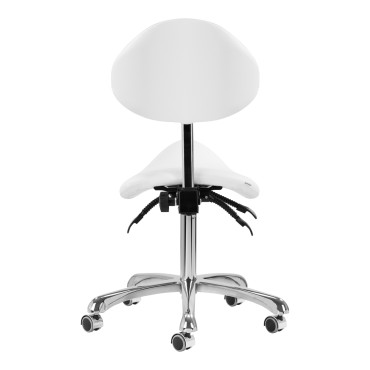 Tabouret cosmétique Giovanni 1004 blanc avec base argentée — vue arrière
