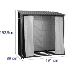 Stand for firewood with peak and tarpaulin 191 x 89 x 192.5 cm