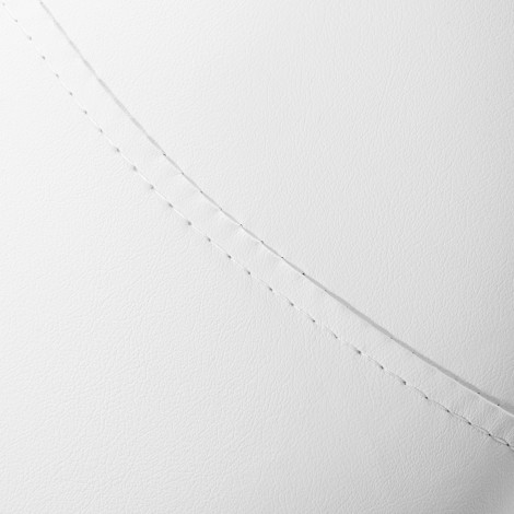 Sgabello cosmetico Giovanni 1004 bianco con base argento — primo piano della superficie
