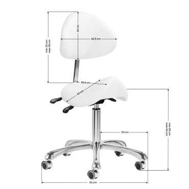Kosmetikskammel Giovanni 1004 hvid med sølvbase — fra siden