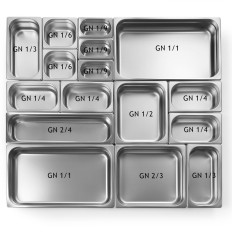 Conteneur GN avec poignées rétractables en acier inoxydable GN2/3 354x325mm hauteur 200mm - Hendi 803301