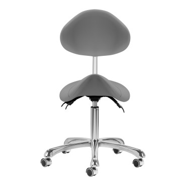 Tabouret cosmétique Giovanni 1004 gris avec base argentée — vue de face
