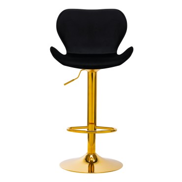 Barski Stol QS-B15 Žamet Črna — sprednji pogled