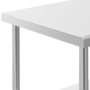 Worktop de mesa nas rodas 2 níveis 60 x 80 cm de aço até 135 kg
