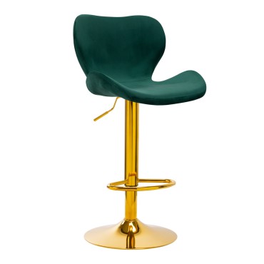 BAR STOOL QS-B15 VELVET GREEN — pohľad spredu