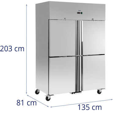 Gabinete de refrigeração geladeira sobre rodas 4 portas 2-8C 1160 l