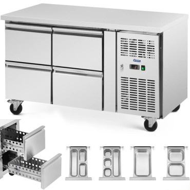 Mesa de catering nas rodas 4 gavetas 280 l 136 x 70 x 85 cm