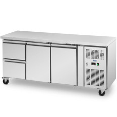 Gastronomische koeltafel op wielen 2 kamers 2 laden 410 l 179,5 x 70 x 85 cm