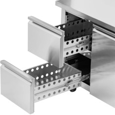 Gastronomische koeltafel op wielen 2 kamers 2 laden 410 l 179,5 x 70 x 85 cm