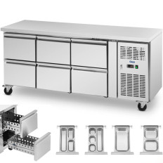 Mesa de catering sobre ruedas 6 cajones 410 l 179 x 70 x 85 cm