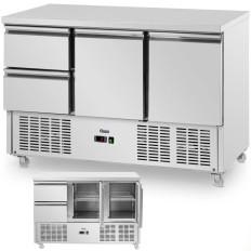 Tavolo refrigerato 2 cassetti 2 camere su ruote 350 l 137 x 70 x 95 cm